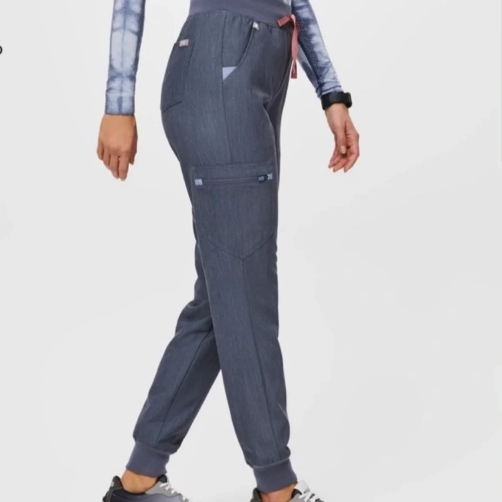 FIGS 🩶HEATHER DENIM🩶 High Waisted Zamora™ Jogger Scrub Pants - Picture 2 of 3